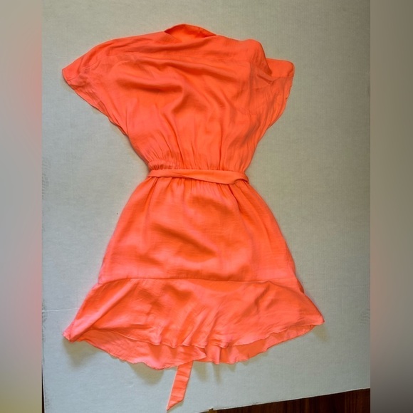 Banana Republic bright orange short sleeve tie waist dress NWT Sz-0 petite. L14 - Picture 5 of 12
